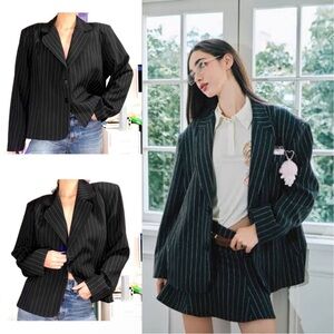 Vintage Black Pinstripe Blazer